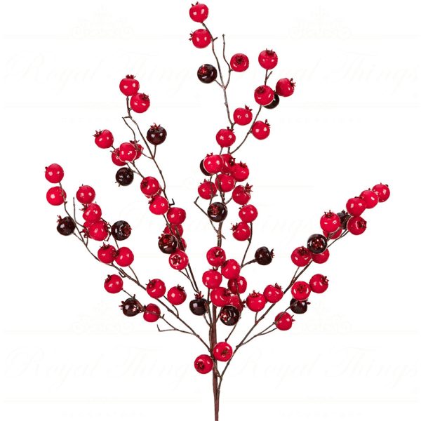 Al 68108 Goodwill Christmas Branches Berry Stem Red Burgundy