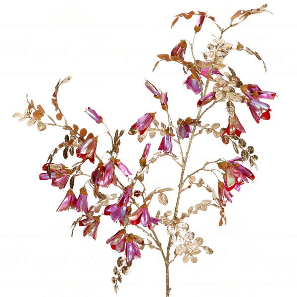 Al 68129 Goodwill Branches Metallic Irisdescent Flower Leaf Stem Pink Gold
