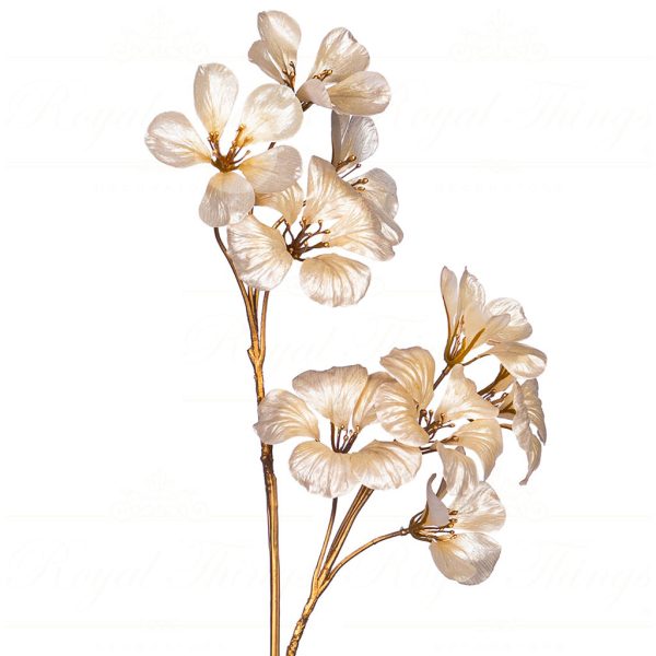Al 75233 Goodwill Christmas Branches Metallic Nasturtium Flower Stem Cream White Gold