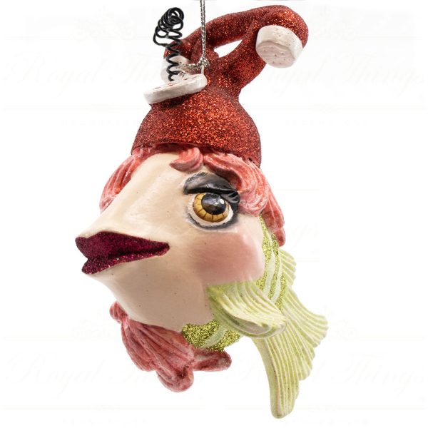 B 10262 Goodwill Christmas Ornaments Crazy Concert Lady Gaga Telephone Fish Ornament Black Red Silver Detail1