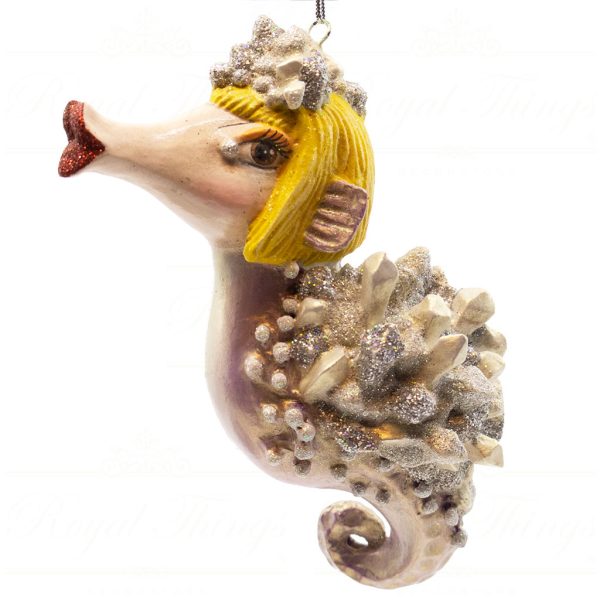 B 10265 Goodwill Christmas Ornaments Crazy Concert Lady Gaga Crystal Seahorse Ornament Blue Green Purple Detail2