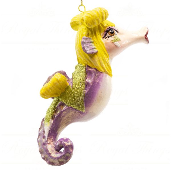 B 10305 Goodwill Christmas Ornaments Crazy Concert Lady Gaga Bowie Seahorse Ornament Orange Pink Purple Detail2