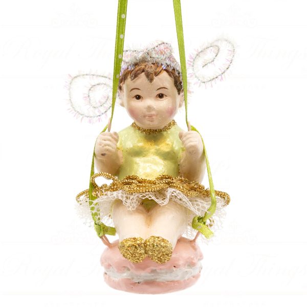 B 10308 Goodwill Christmas Ornaments Sweet Paris Macaron Swing Fairy Ornament Green Pink Purple