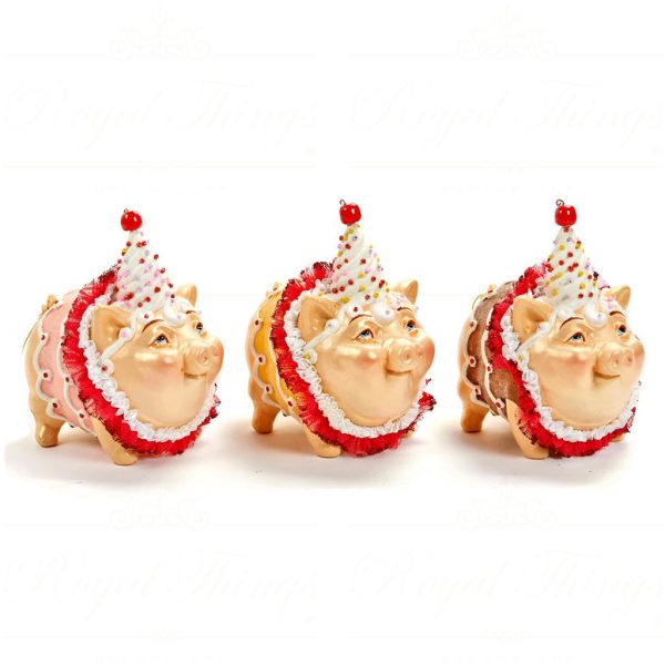 B 30439 Goodwill Christmas Decorative Items Candy Party Piggy Bank Cream Yellow Brown Pink