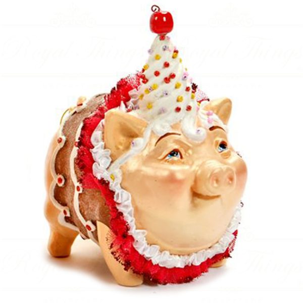 B 30439 Goodwill Christmas Decorative Items Candy Party Piggy Bank Cream Yellow Brown Pink Vari Brown