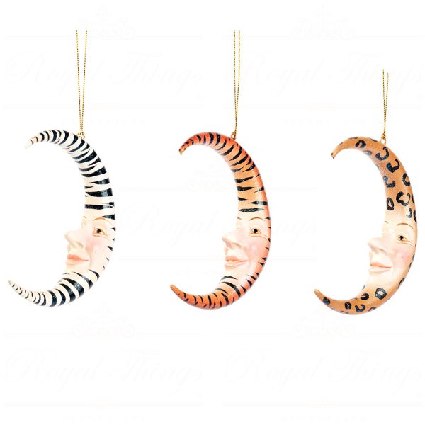 B 30574 Goodwill Christmas Ornaments Safari Animal Moon Ornament Brown Orange White