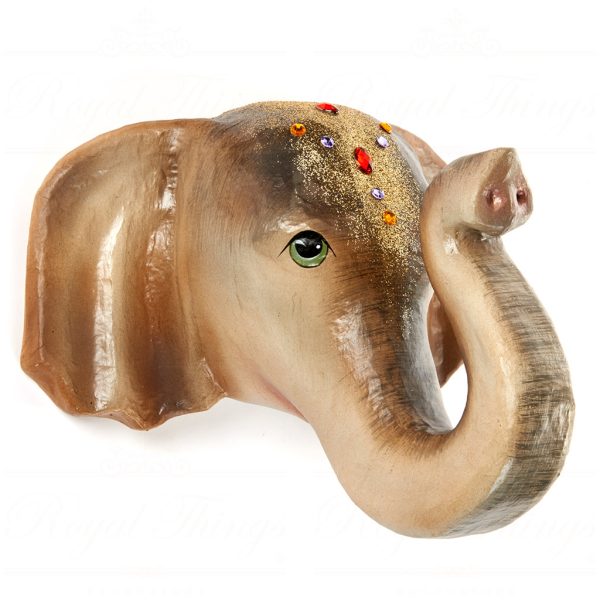 B 30577 Goodwill Christmas Decorative Items Cirque Magique Elephant Head Wall Display Brown Cream Multi