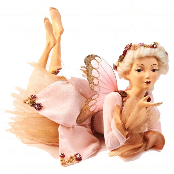 B 30725 Katherine S Collection Christmas Dolls Lying Fairy Doll Pink Gold