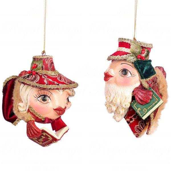 B 86000 Goodwill Christmas Ornaments Song For Season Carol Singing Big Puffer Fish Ornament Burgundy Green Cream