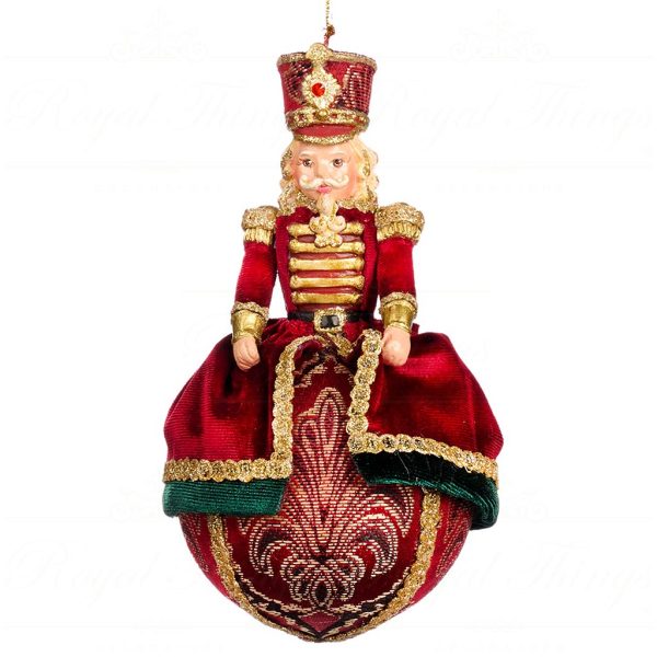 B 86004 Goodwill Christmas Ornaments Song For Season Nutcracker On Ball Ornament Burgundy Gold A