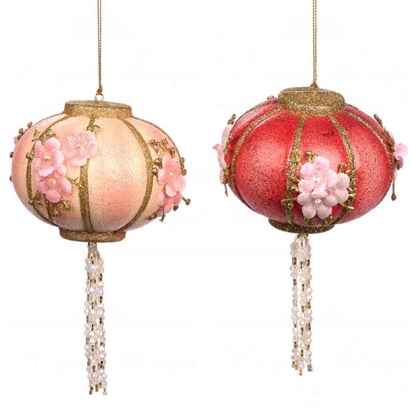 B 86054 Goodwill Christmas Ornaments Pagoda Rnd Lantern With Tassel Ornament Pink Red