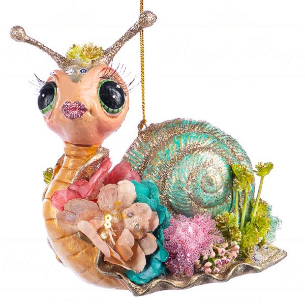 B 86159 Goodwill Christmas Ornaments Lily Pond Snail Ornament Pink Green Green