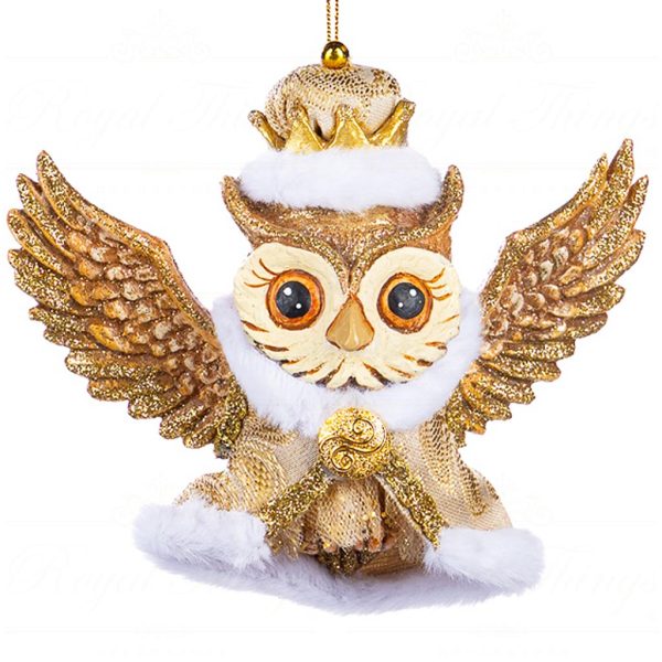 B 86264 Goodwill Christmas Ornaments Sun King Baroque Flying Owl Ornament Brown King