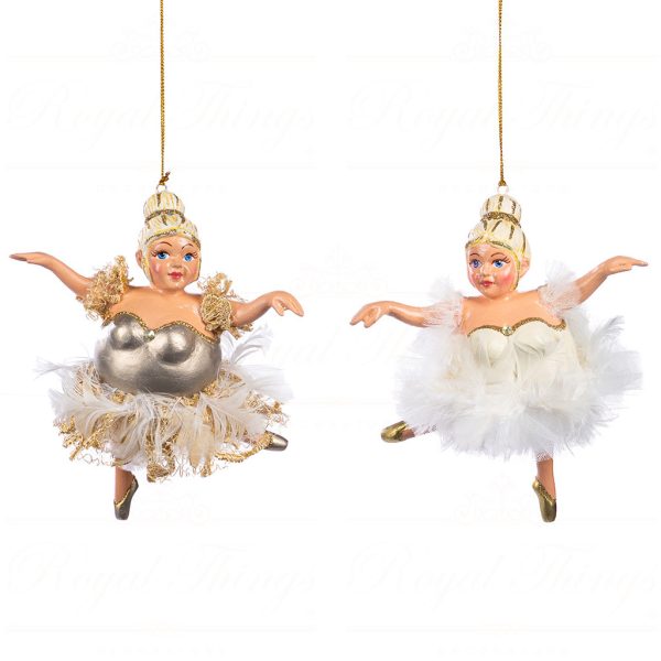 B 86451 Goodwill Christmas Ornaments Swan Queen Chubby Ballerina Ornament Cream