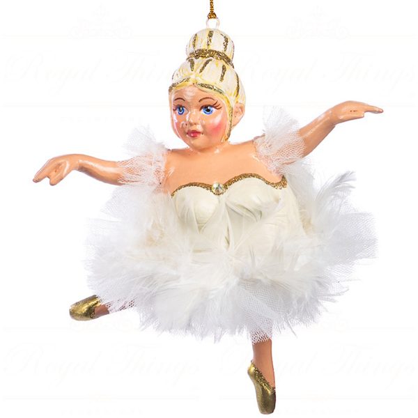 B 86451 Goodwill Christmas Ornaments Swan Queen Chubby Ballerina Ornament Cream Cream