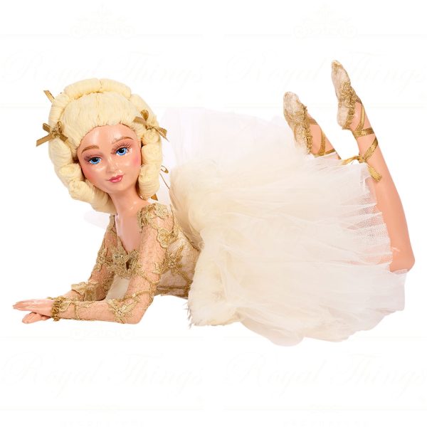 B 86459 Goodwill Christmas Dolls Swan Queen Lying Ballerina Doll White Gold