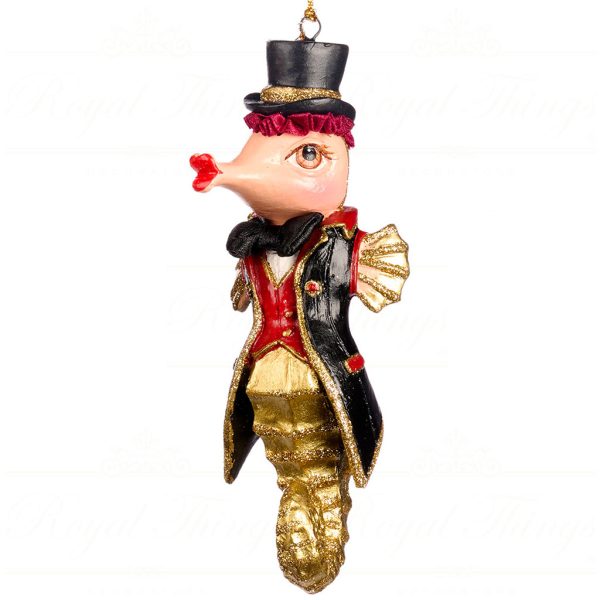 B 86600 Goodwill Christmas Ornaments Champagne Bar Gentleman Seahorse Ornament Gold Red Black