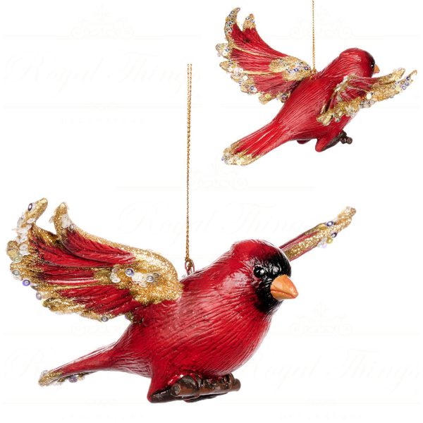B 86702 Goodwill Christmas Ornaments Cardinal Sky Flying Cardinal Bird Ornament Red