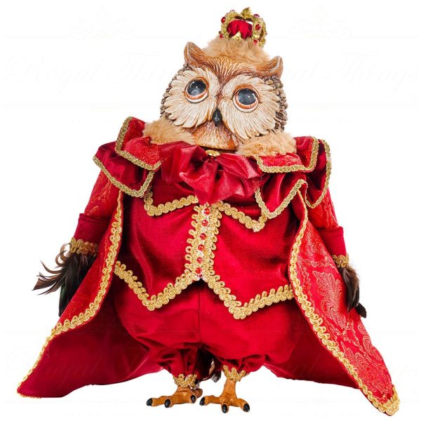 B 86704 Goodwill Christmas Decorative Item Cardinal Sky Owl King Tabletop Red Gold