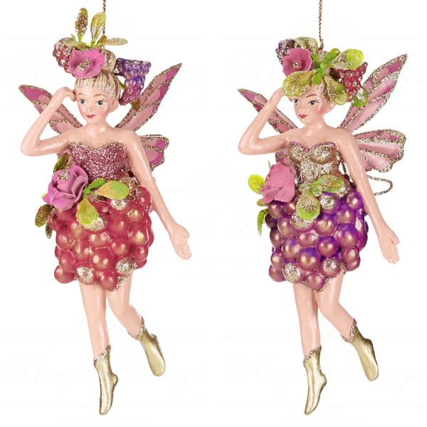 B 87261 Goodwill Christmas Ornaments Banquet Grape Fairy Ornament Green Pink