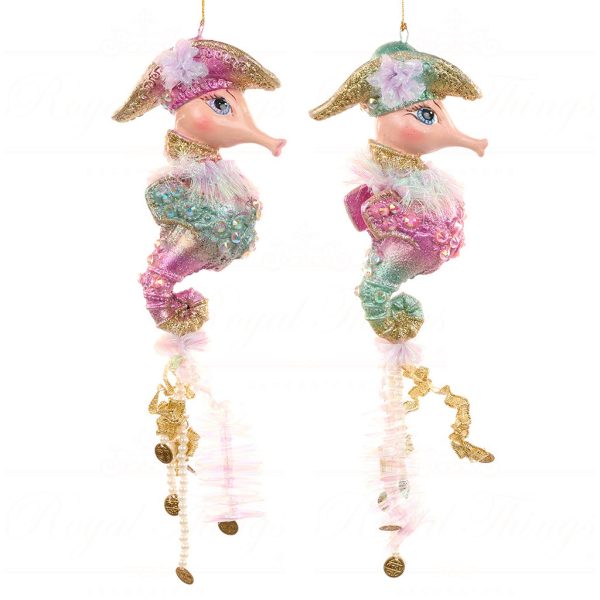 B 87300 Goodwill Christmas Ornaments Treasure Pirate Seahorse Ornament Pink Green