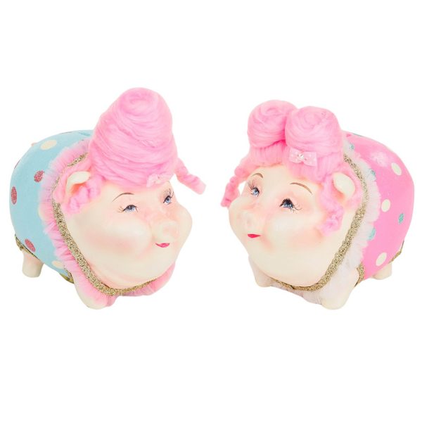 B 87463 Christmas Decorative Items Cotton Candy Carnaval Piggy Bank Tabletop Pink Blue