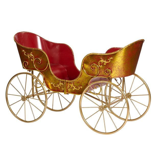 Bm 99211 Christmas Decorative Items Metal Open Carriage Display Gold Burgundy