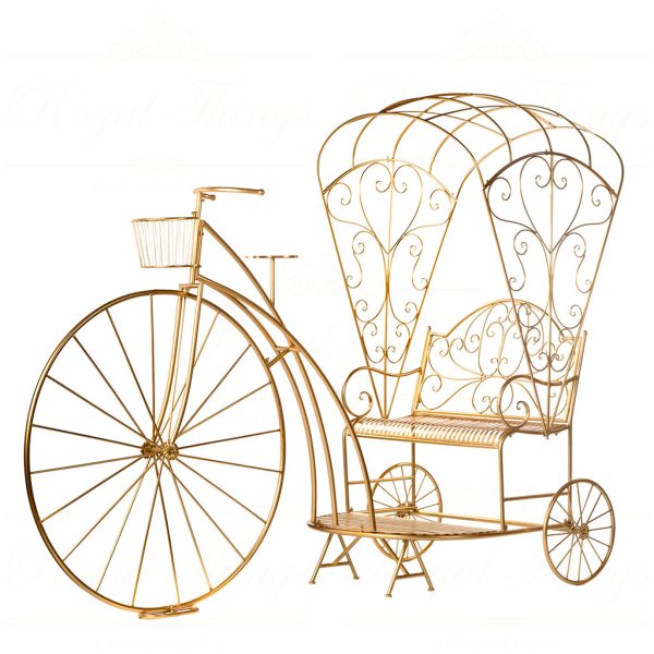 Bm 99250 Goodwill Christmas Decorative Items Metal Hooded Tricycle Display Gold