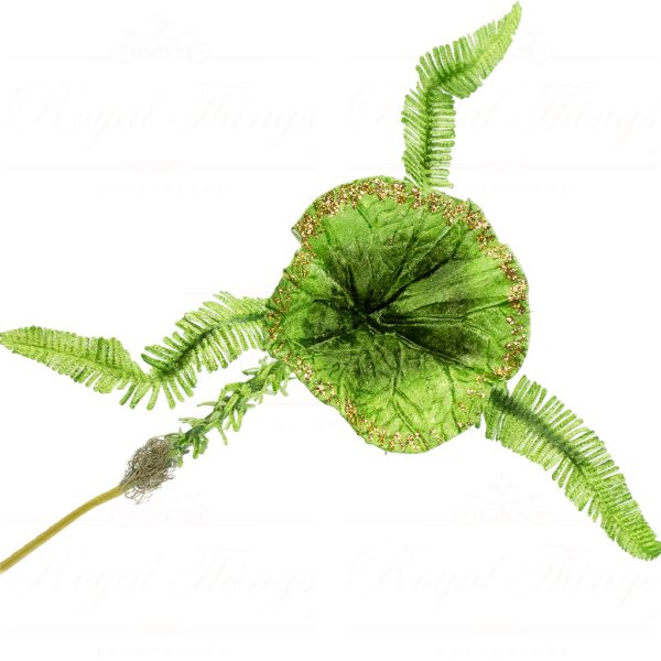 Br 31005 Goodwill Christmas Flowers Branches Glitter Water Lily Stem Green