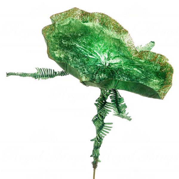Br 31006 Goodwill Christmas Flowers Water Lily Stem Green Gold