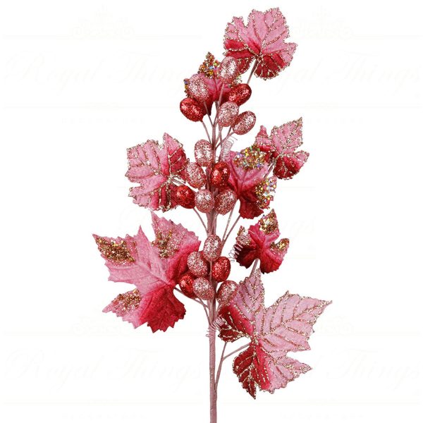 Br 41026 Goodwill Christmas Decorative Items Grape Stem Pink Burgundy Branches Stems 