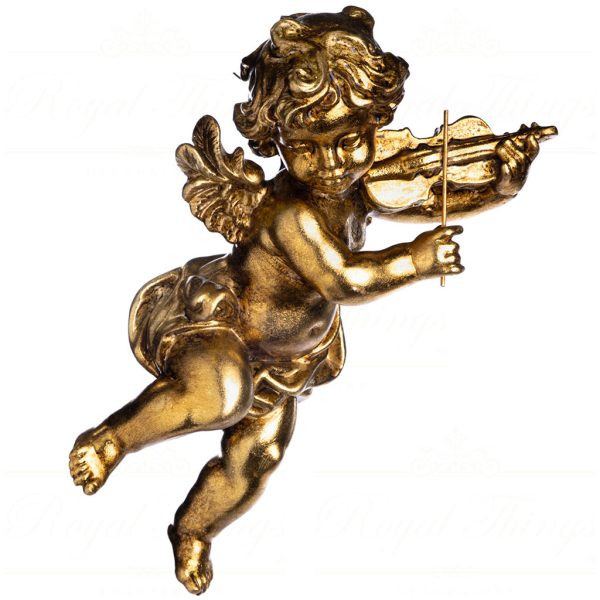 D 44056 Goodwill Christmas Decorative Items Music Cherub Violin Wall Display Gold