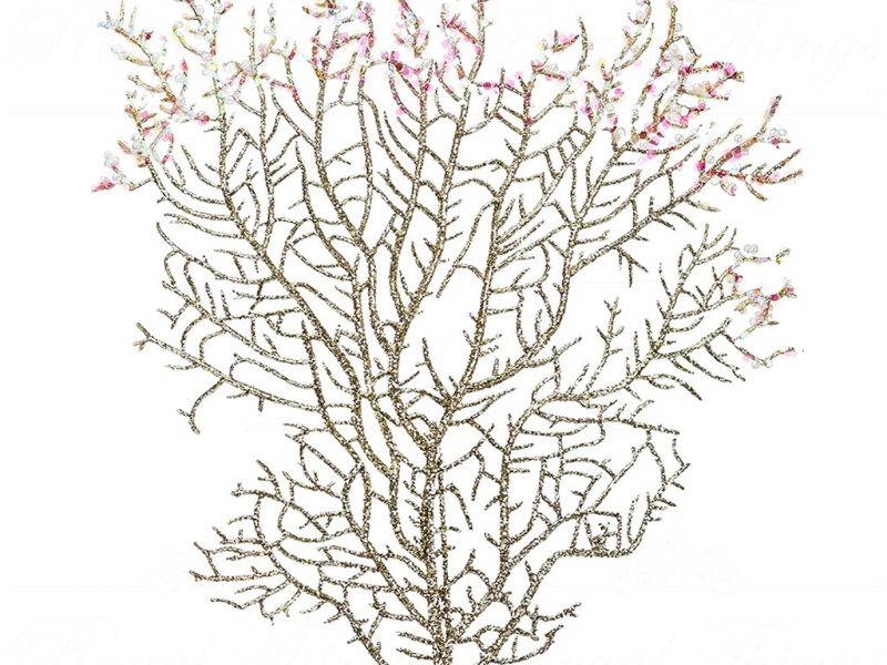 Ff 99500 Goodwill Christmas Decorative Items Sequin Coral Twig Stem Gold Branches Stems
