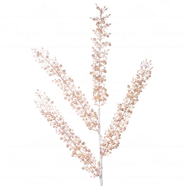 Metallic Pearl & Tiny Leaf Tails Stem Champagne 83 cm - Set/3