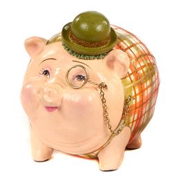 Goodwill Christmas ambiance Gentlemen Piggy Bank creme orange B95167 green