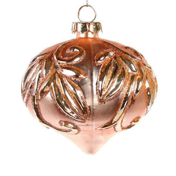 Goodwill Christmas Ball Blue Pink Gold Glass 3d Leaf Onion C16113 Pink
