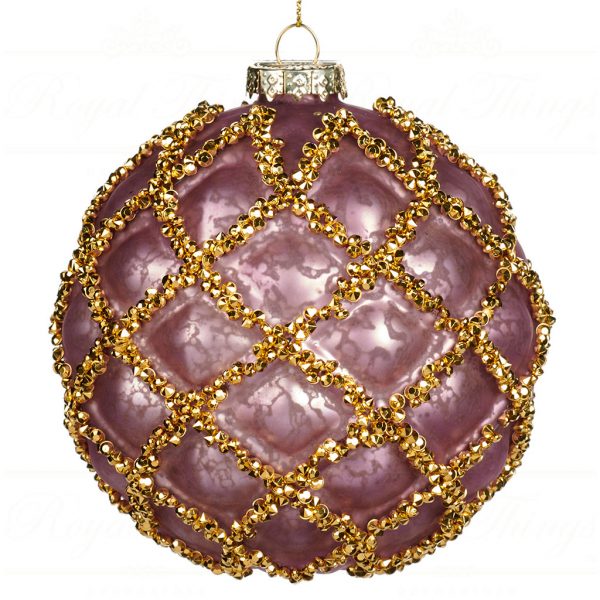 Goodwill Christmas Ball Glass 3d Beaded Net Ball Pink Gold P 31438