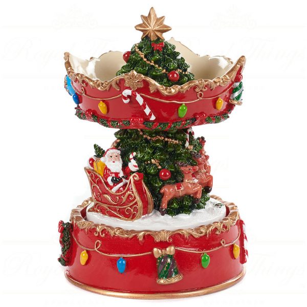 Goodwill Christmas Musicboxes Snowglobes Santa Sleigh Carousel Red Green Cream Mc 19700