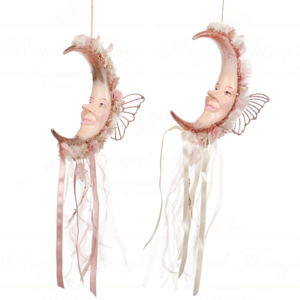 Goodwill Christmas Ornament Cream Pink Gold Bohemian Fairy Moon B92408