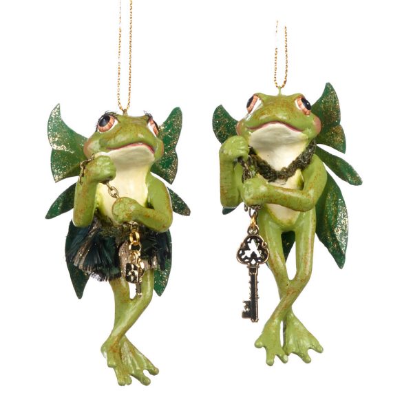 Goodwill Christmas Ornament Green Cream Forest Fairy Frog B93354
