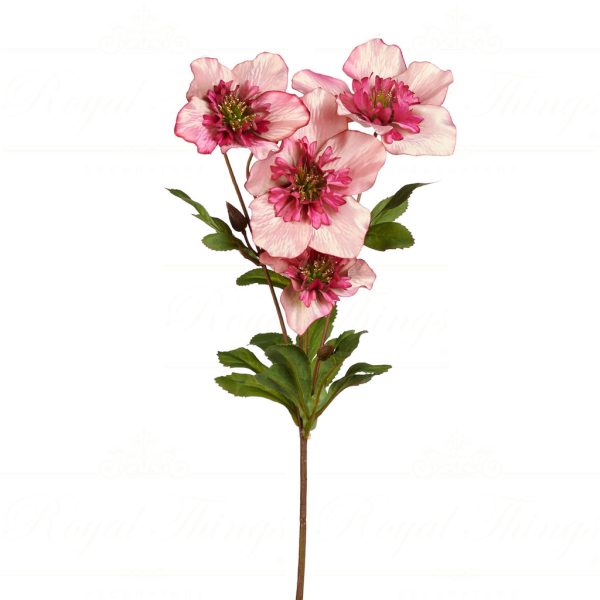 Goodwill Christmas Flowers Branches Fabric 4 Flowers On Stem Green Pink Darkpink Al 74130