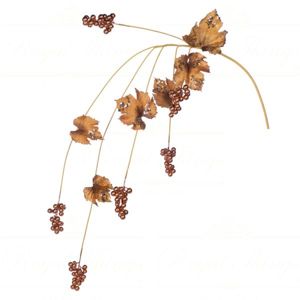 Goodwill Christmas Flowers Branches Glitter Hanging Berryleaf Stem Gold Copper Sp 20580