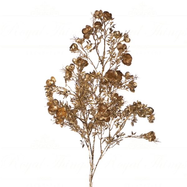 Goodwill Christmas Flowers Branches Metallic Open Flowers Stem Gold Sp 20558
