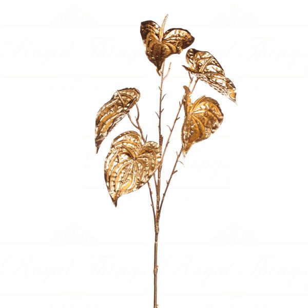 Goodwill Christmas Flowers Branches Metallic Tropical Anthurium Flowers Stem Gold A 50134