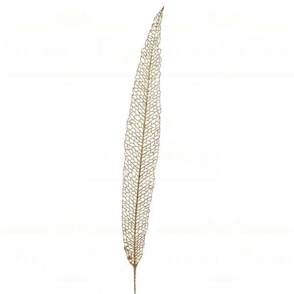Goodwill Christmas Flowers Branches Glitter Long Open Leaf Stem Gold A 51307