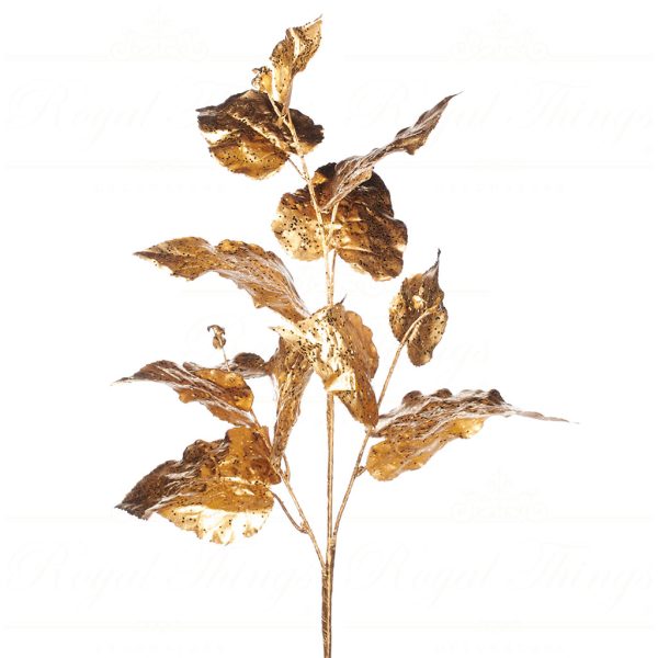 Goodwill Christmas Flowers Branches Metallic Heart Shape Leaf Stem Gold Sp 20561
