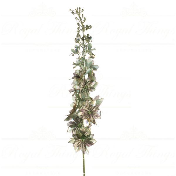 Goodwill Christmas Flowers Branches Metallic Irid Flower Tail Stem Green Gold Al 73310