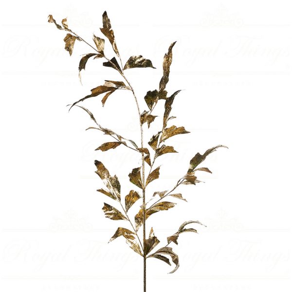 Goodwill Christmas Flowers Branches Metallic Long Leaf Stem Gold Sp 20371