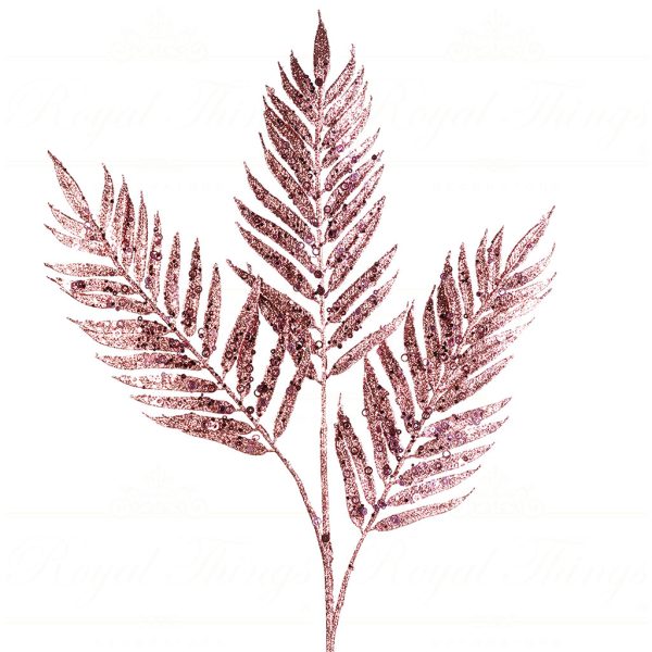 Goodwill Christmas Flowers Branches Sequin Glitter Leaf Stem Pink Ff 99317