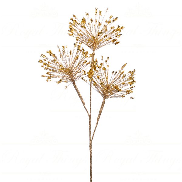 Goodwill Christmas Flowers Branches Sequin Needle Burst Stem Gold Sp 20610